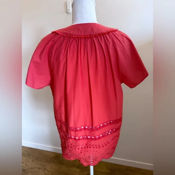 Madewell Angelica Eyelet top size Medium 100% Cotton Boho Fairy Romantic Career - Picture 3 of 11